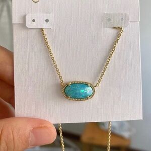 Kendra Scott Elisa Aqua Kyocera Opal Gold Necklace